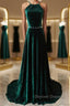 Dark Green Backless Long Prom Dress, Dark Green Long Formal Evening Bridesmaid Dress