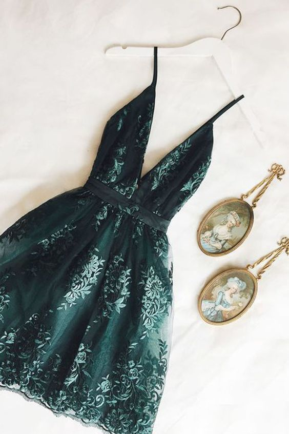Dark Green Homecoming Dress, Short Hoco Dress