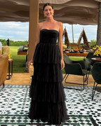 A Line Tulle Long Prom Dress Evening Party Dress