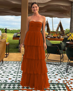 A Line Tulle Long Prom Dress Evening Party Dress