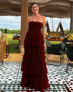 A Line Tulle Long Prom Dress Evening Party Dress