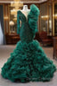 Dark Green Mermaid Tulle Beading Prom Dress