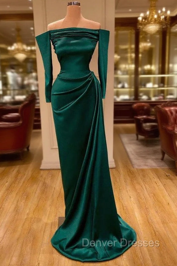 Dark Green Off-the-Shoulder Mermaid Prom Dress Long Evening Gowns Online Main image