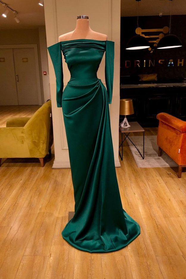 Dark Green Off-the-Shoulder Mermaid Prom Dress Long Evening Gowns Online