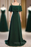Dark Green Spaghetti Straps Beading Prom Dress