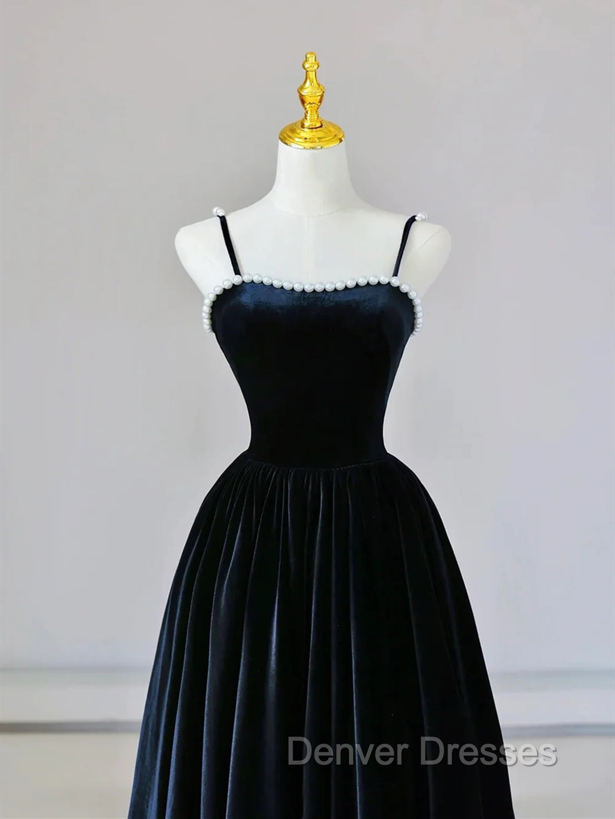 Dark Navy Blue Velvet Long Prom Dress, Dark Navy Blue Velvet Long Formal Evening Dress Secondary image