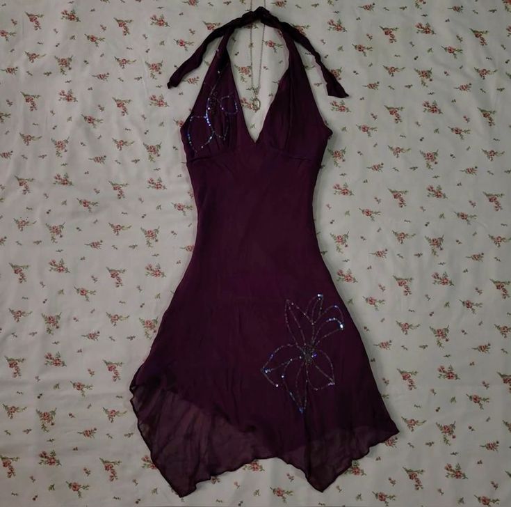 Dark Purple Halter Short Vintage Evening Dress Cocktail Dress Main image
