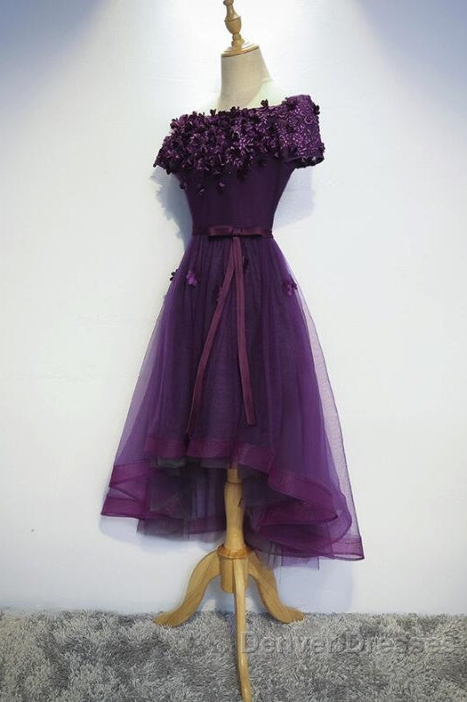 Dark Purple High Low Homecoming Dress, Cute Formal Dress, Prom Dress