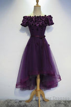 Dark Purple High Low Homecoming Dress, Cute Formal Dress, Prom Dress