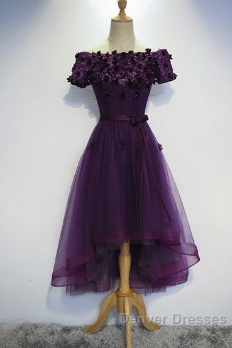 Dark Purple High Low Homecoming Dress, Cute Formal Dress, Prom Dress