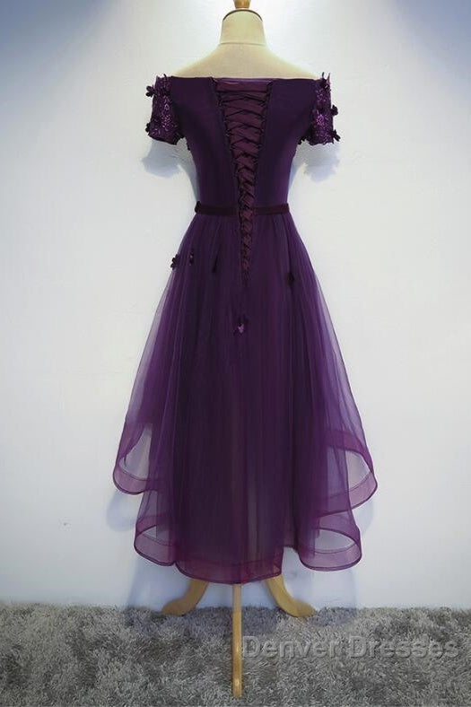 Dark Purple High Low Homecoming Dress, Cute Formal Dress, Prom Dress