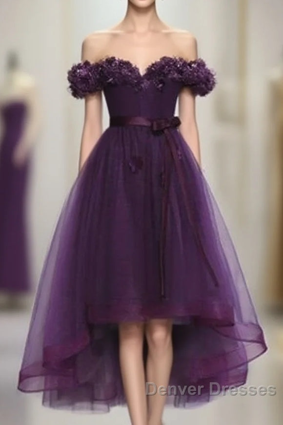Dark Purple High Low Homecoming Dress, Cute Formal Dress, Prom Dress Main image