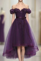 Dark Purple High Low Homecoming Dress, Cute Formal Dress, Prom Dress