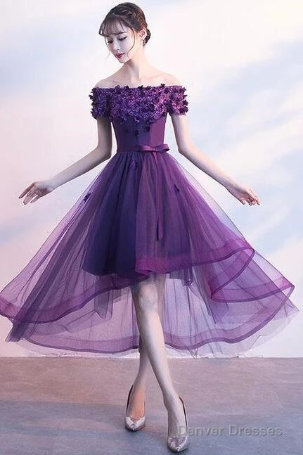 Dark Purple High Low New Party Dress, Purple Homecoming Dress Secondary image
