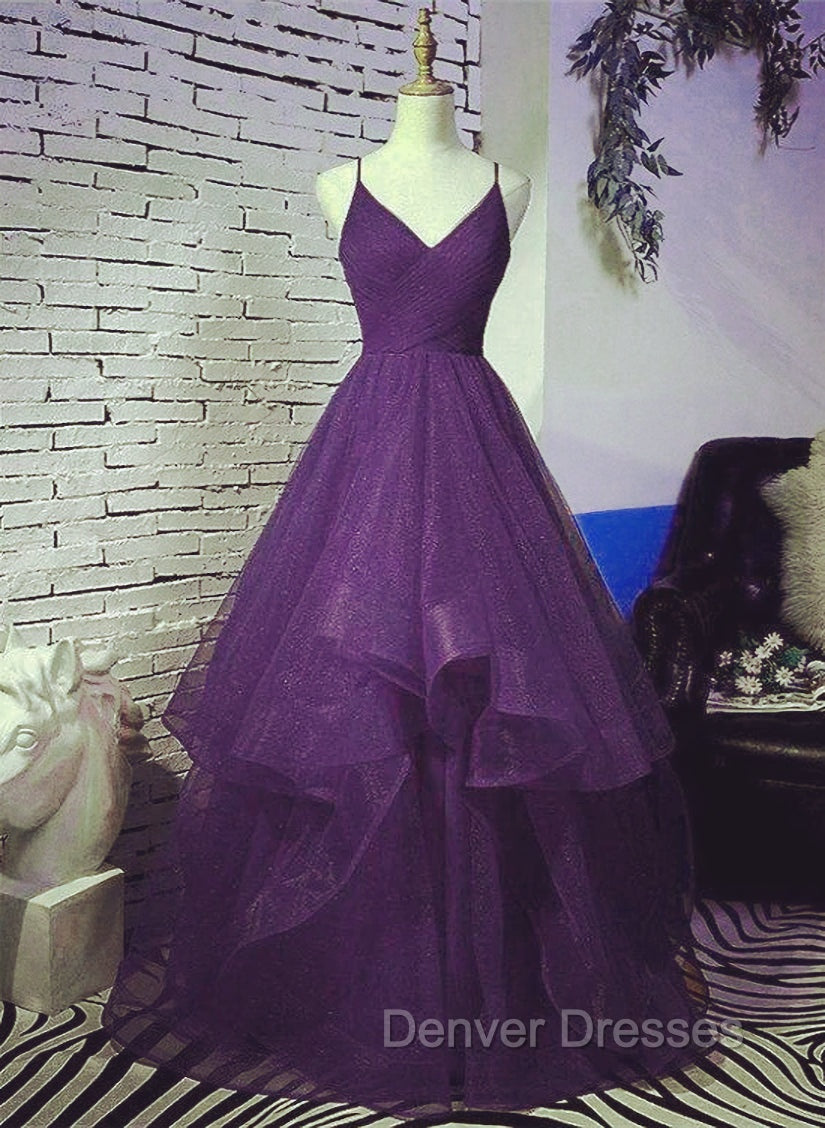 Dark Purple Tulle Layers Formal Gown, Purple Evening Party Dress Secondary image