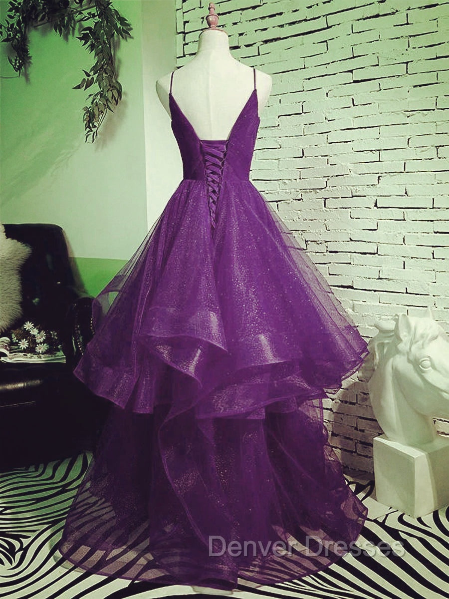 Dark Purple Tulle Layers Formal Gown, Purple Evening Party Dress