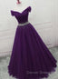 Dark Purple Tulle Long Prom Dress, Junior Prom Dress