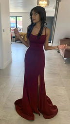 Burgundy Sparkly Glitter Prom Dress Long Evening Dress