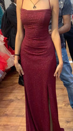 Burgundy Sparkly Glitter Prom Dress Long Evening Dress