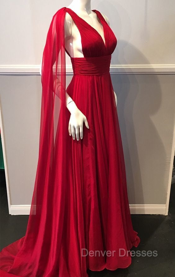 Deep V Neck Chiffon Long Prom Dress Simple Prom Gown Secondary image