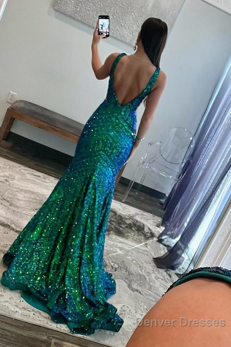 Deep V Neck Pink Sequins Mermaid Long Prom Dress Secondary image