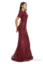 Deep V Neck sleeveless Sparkly Sequin Fishtail Prom Dresses