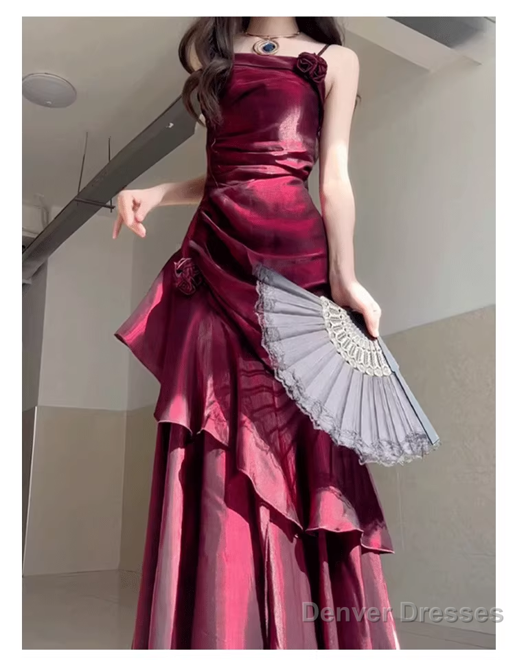 Fishtail Prom Dress French Style Straps Evening Dress