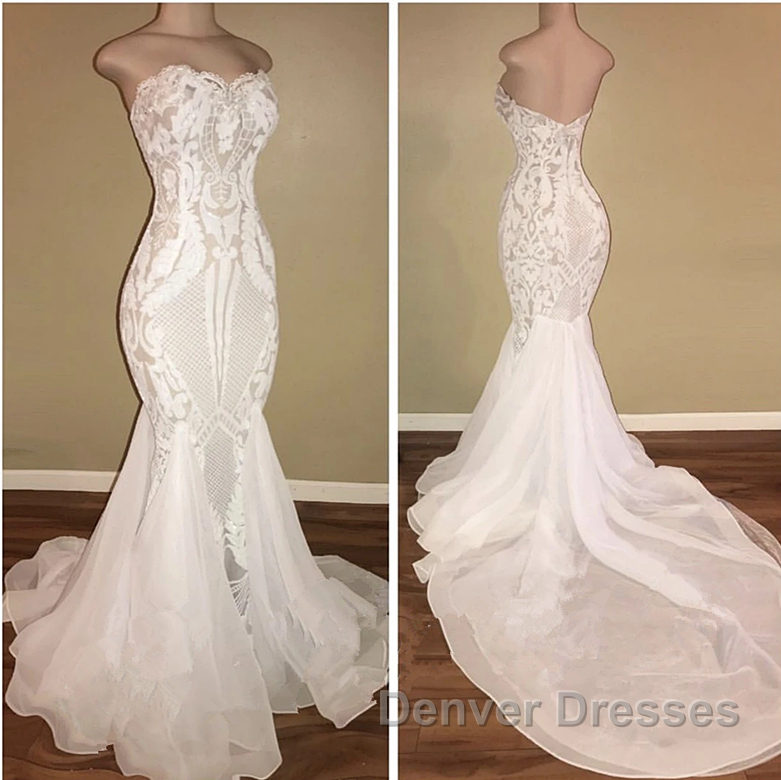 Different Sweetheart Mermaid White Summer Wedding Dress on Sale Secondary image