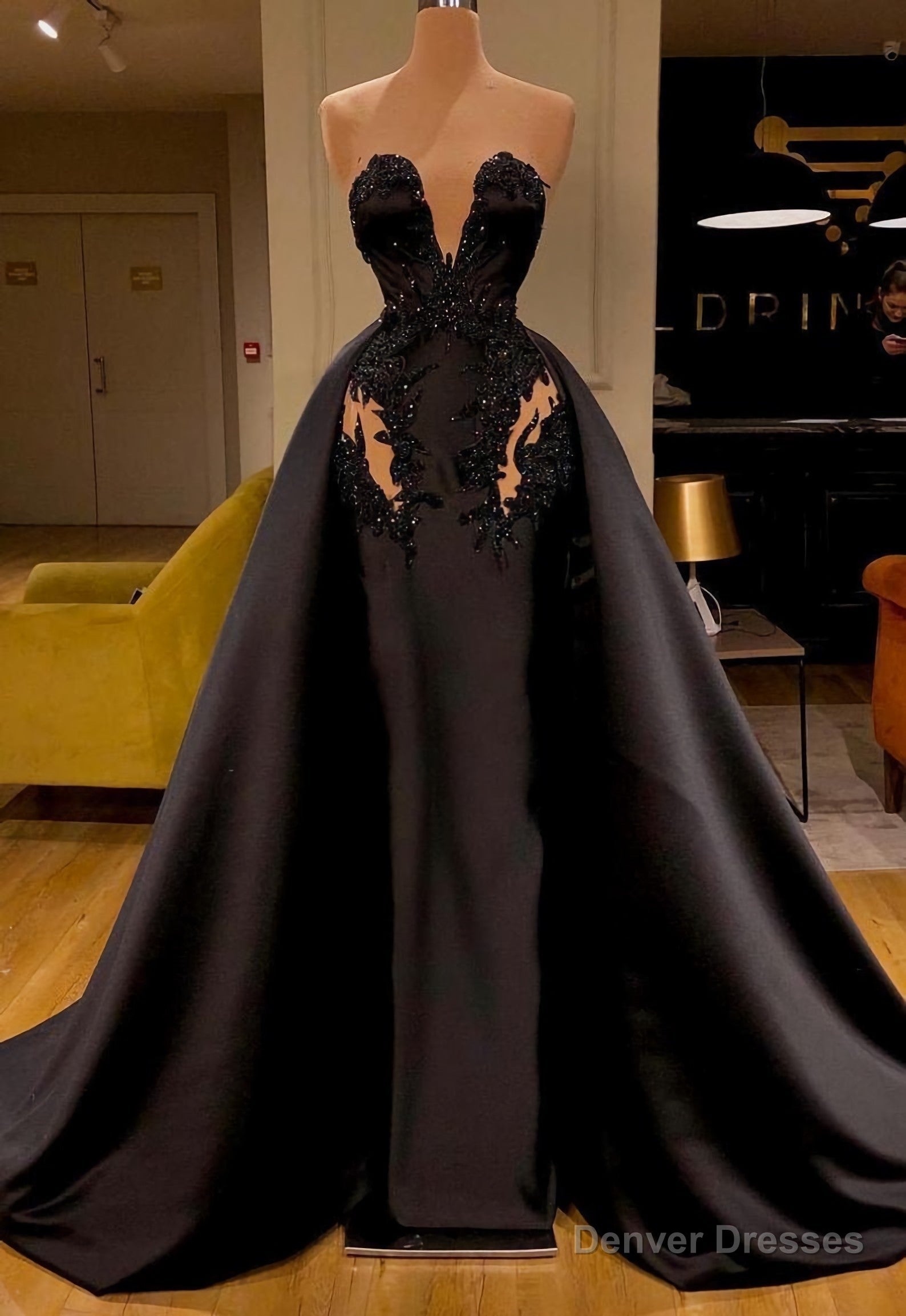 Custom Black African Wedding Reception Gown Satin Black Wedding Dress, African Lace Wedding Dress, Mermaid Prom Dress, Evening Party Dress Main image