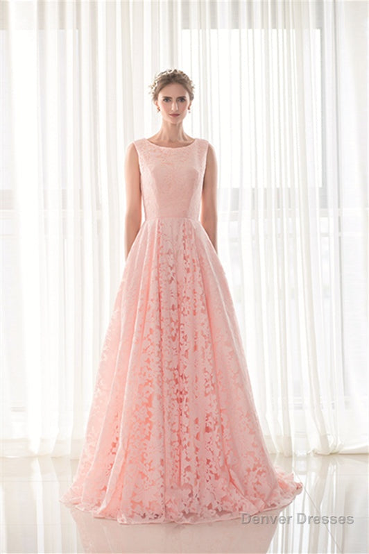 Draped Lace O-Neck Train Prom Dresses Main image