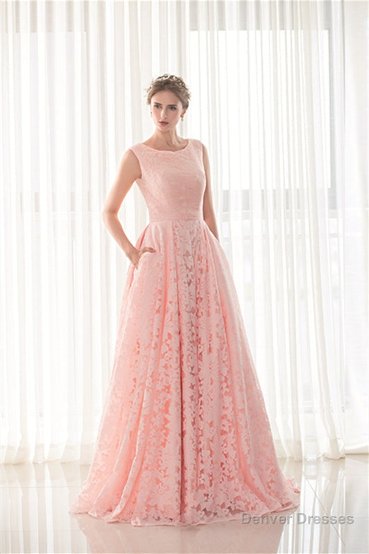 Draped Lace O-Neck Train Prom Dresses Secondary image