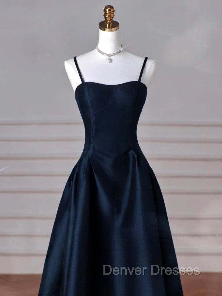 Dreamy Dark Blue Spaghetti Straps Satin Prom Dress Secondary image