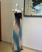 Dreamy Gradient Mermaid Halter Neck Beaded Chiffon Long Prom Dress Evening Dress