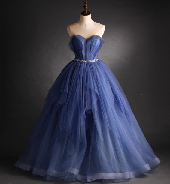 Dreamy Haze Blue Sweetheart Strapless Tulle Ball Gown Evening Dress Sweet 16 Dress Secondary image