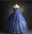Dreamy Haze Blue Sweetheart Strapless Tulle Ball Gown Evening Dress Sweet 16 Dress