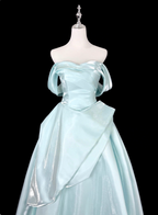 Dreamy Mint Light Blue A-Line Strapless Satin Prom Dress Evening Dress