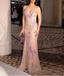 Dreamy Pink Mermaid Spaghetti Strap Open Back Beaded Sequin Tulle Long Prom Dress Evening Dress