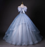 Dreamy Princess Blue Off-Shoulder Oversized Bow Tulle Long Ball Gown Evening Dress Sweet 16 Dress