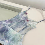 Dreamy Purple And Blue Gradient A-Line Spaghetti Strap Cake Chiffon Long Prom Dress Evening Dress