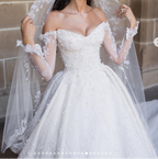 Dreamy Wedding Dress Ball Gown Off The Shoulder Lace Wedding Dresses Bridal Gowns