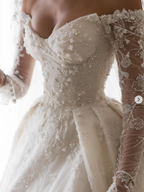 Dreamy Wedding Dress Ball Gown Off The Shoulder Lace Wedding Dresses Bridal Gowns