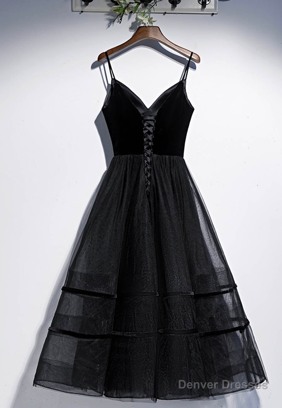 Black Velvet Tulle Short Prom Dresses, A-Line Party Dresses Main image