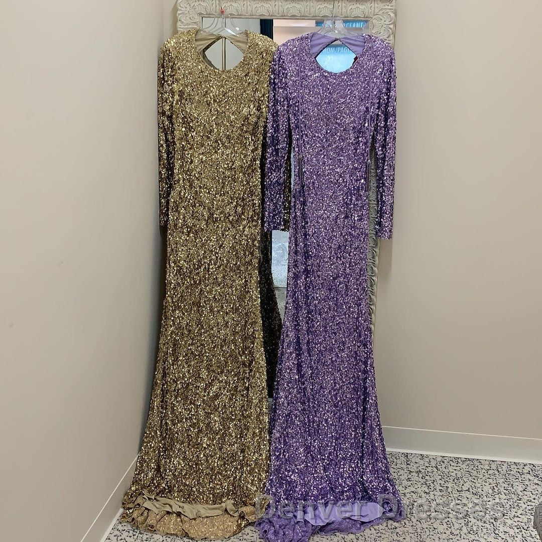 Modest Long Sleeves Sequins Mermaid Formal Dress