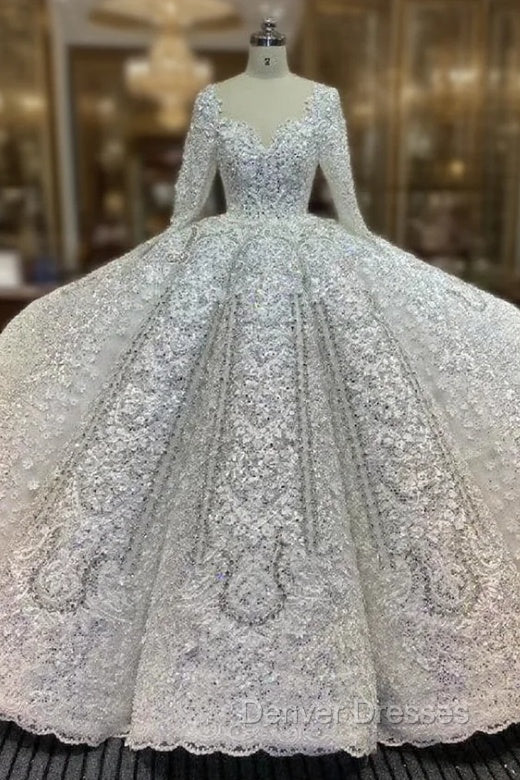 Dubai Handwork Beading Long Sleeve Beading Appliques Wedding Dress Main image