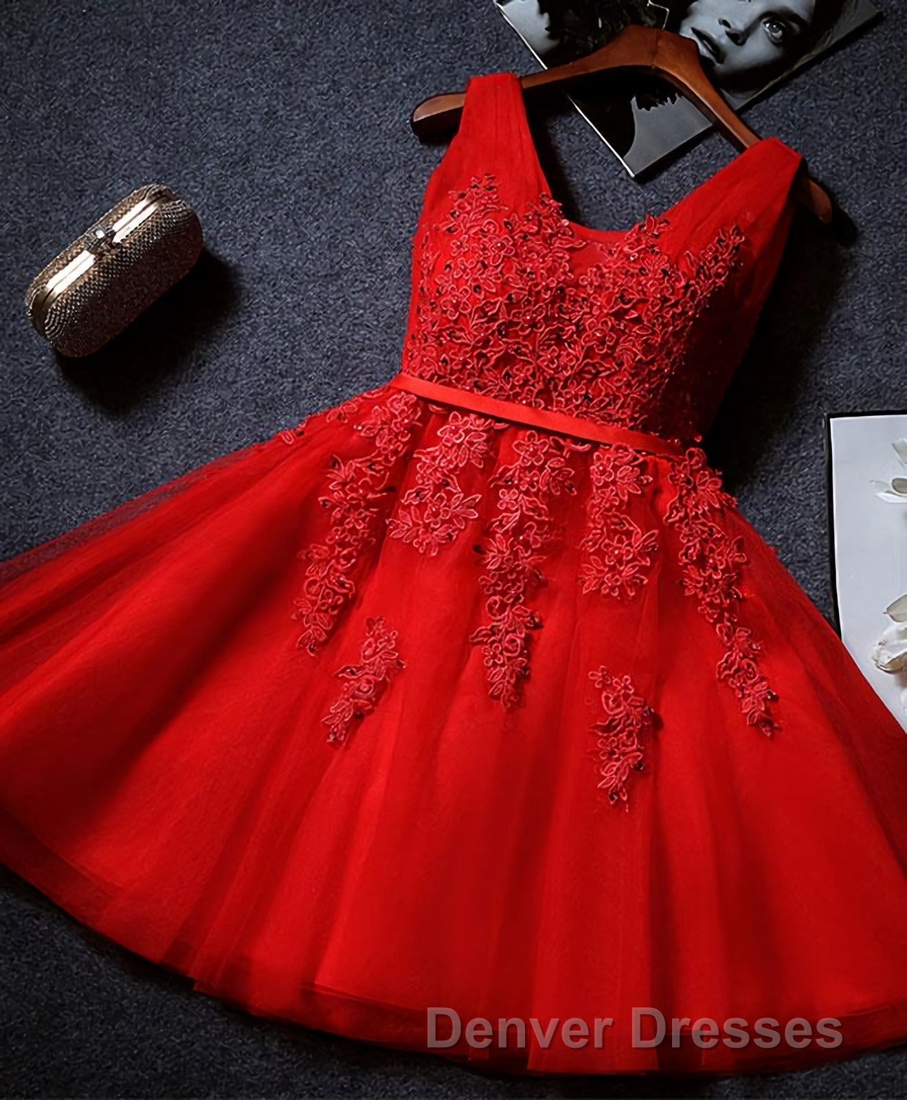 Cute A Line Tulle Lace Short Prom Dress, Homecoming Dress