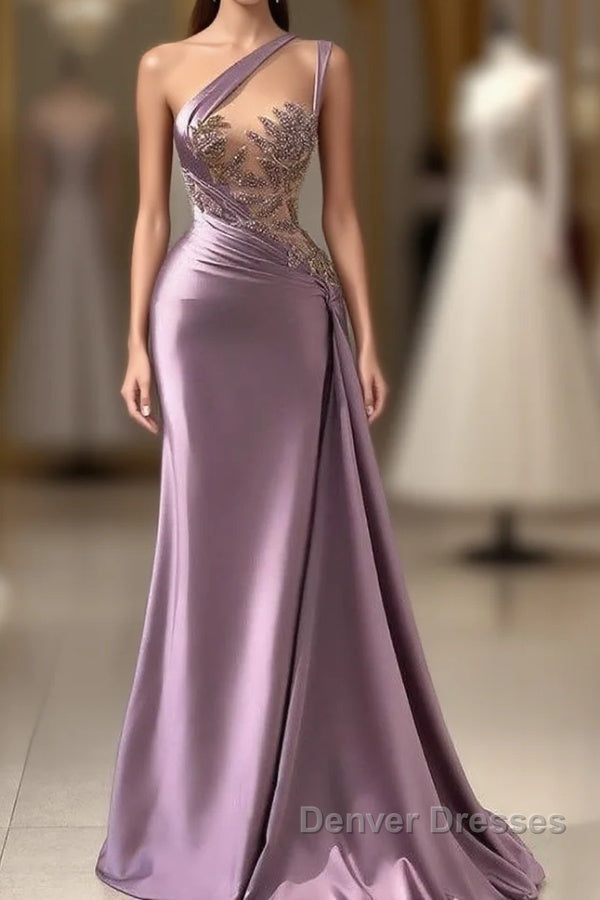 Sexy Purple Mermaid One-Shoulder Prom Dress Main image