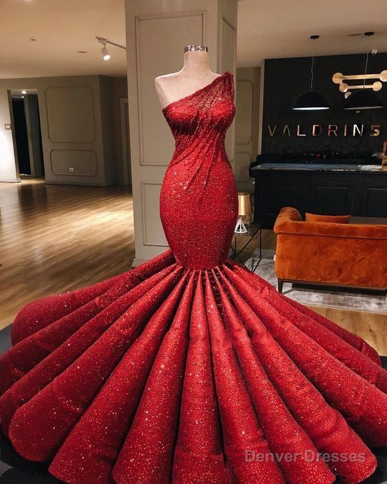 stunning red mermaid formal prom evening dress Main image