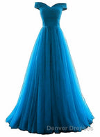 Tulle Off Shoulder Floor Length Party Dress, Long Prom Dress, Prom Dress
