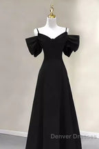 Elegant A Line Black Long Prom Dress Formal Evening Dress