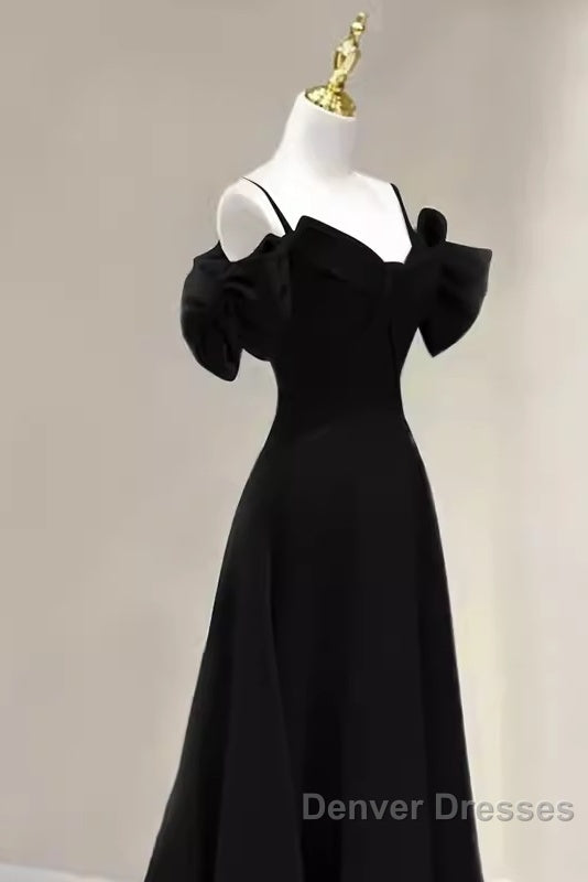 Elegant A Line Black Long Prom Dress Formal Evening Dress